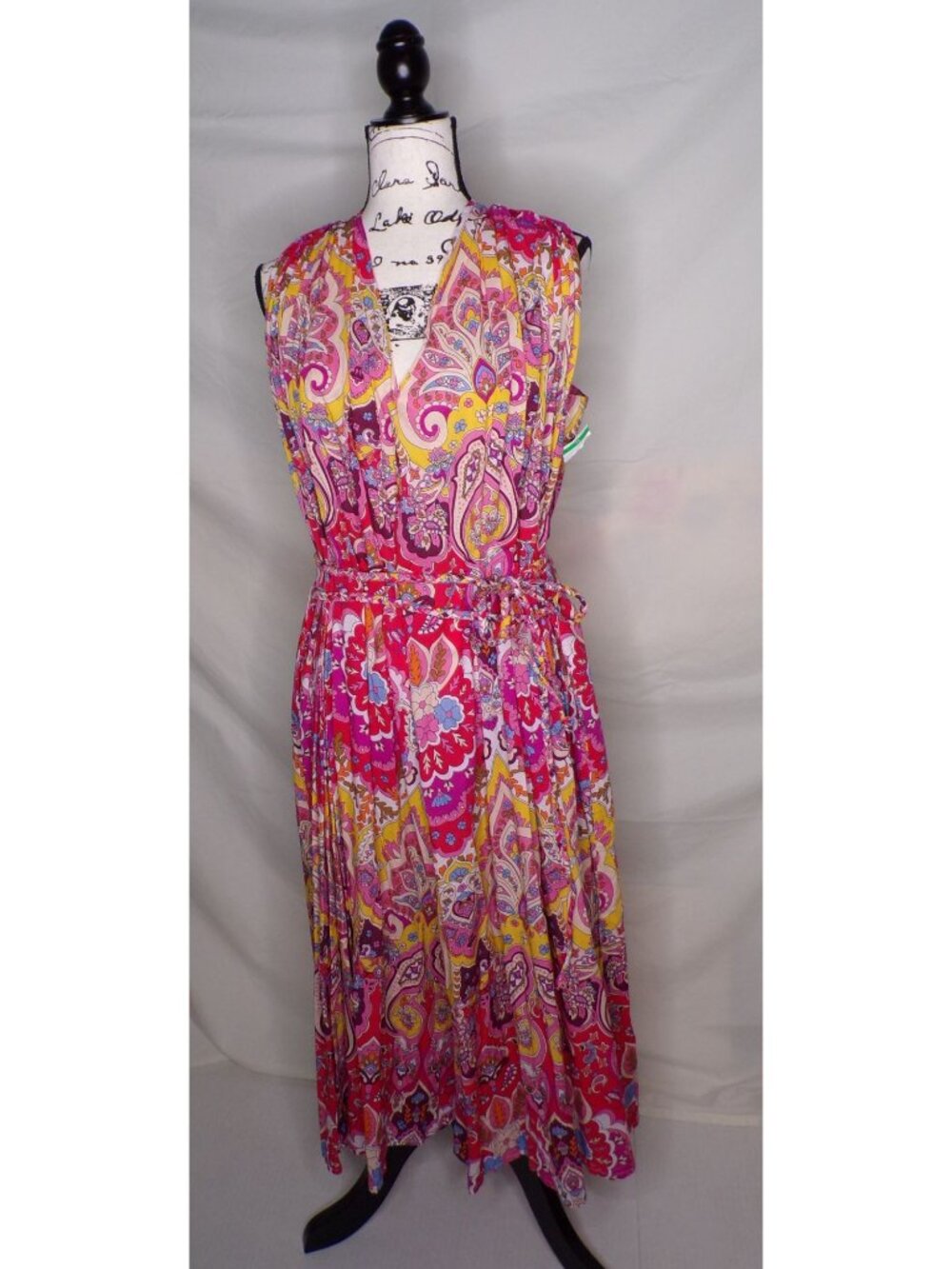 Mille Marilyn Paisley Halter Neck Full Skirt Midi Dress Cotton Medium EUC - Picture 5 of 13